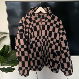 Tan and Black Checkered A New Day Fleece Jacket